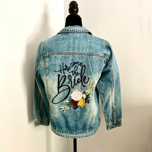 Embroidered Bridal Jean Jacket - Picture 2 of 5